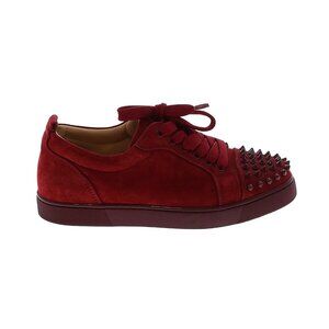 Christian Louboutin Red Suede Spiked Low Top Sneakers Size 36.5
